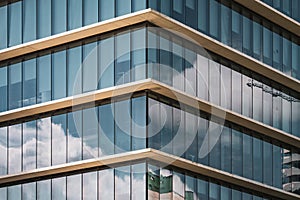 Symmetrical view of the corner of an office building