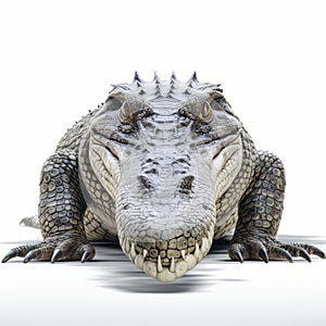 Symmetrical Vray Tracing Of Alligator On White Background