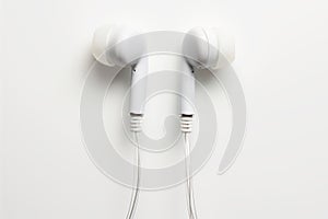Symmetrical White Earphones on a Clean Background