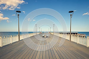 Symmetrical wooden pier in Kolobrzeg