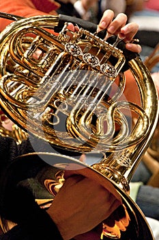 Symphonic orchestra performing on stage