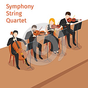 Symphonic orchestra string quartet vector