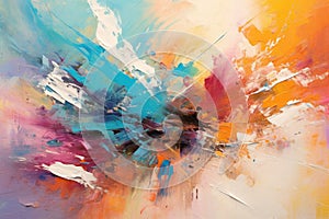 symphony of abstract brushstrokes and splatters on a canvas-like background, capturing the spontaneity