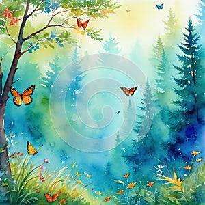 A symphony of birdsong fills ther as vibrant avian creatures flit among dense Their melodies harmonizing with the photo