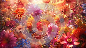 A symphony of bright and lively flower explosions filling the air with a dazzling and unforgettable sensory experience photo