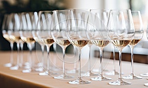 A Symphony of Elegance: A Mesmerizing Display of Wine Glasses on a Table