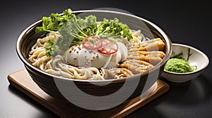 A Symphony of Flavors. The Artful Presentation and Taste of Kudzu Udon Noodles, a Quintessential Dish in the Heart of Japanese