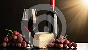 Symphony of pleasure: wine, cheese and grapes