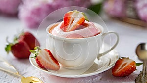 A Symphony of Sweetness: Captivating Close-Up of a Cup of Fresh Strawberries. Generative AI