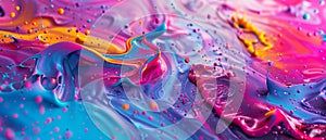 A symphony of swirling liquid colors in blue, pink, and purple tones creates a mesmerizing abstract display.