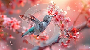 A Symphony of Wings and Blooms The Hummingbird\'s Serenade at Dawn