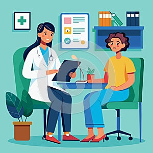 Symptom Discussion: Doctor\'s Office Vector Illustration