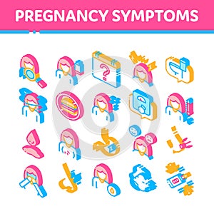 Symptomps Of Pregnancy Element Vector Isometric Icons Set
