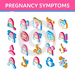 Symptomps Of Pregnancy Element Vector Isometric Icons Set