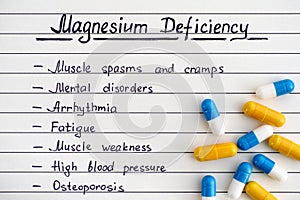 Symptoms of Magnesium Deficiency with some pills.