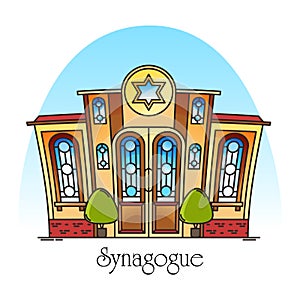 Synagogue building or jewish temple. Synagog