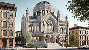 Synagogue Exterior with Traditional Architecture