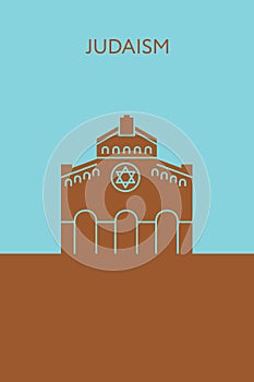 Synagogue icon. Judaism. Religious building.