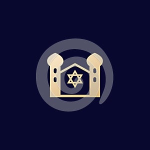 Synagogue, judaism building, vector icon