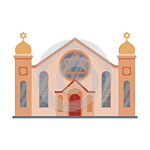 Synagogue Mosque Building, Religious Temple, Ancient Architectural Construction Vector Illustration