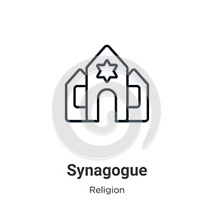 Sinagoga describir icono. delgado línea negro sinagoga icono un piso elemento ilustraciones religión 