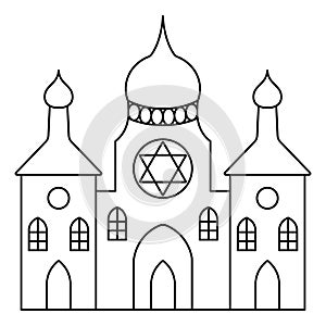 Synagogue. A place where the Jewish community gathers. The building is with the Star of David