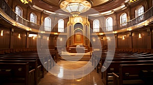 A synagogue\'s bimah, where torah readings take place