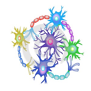 Synapses of neurons. Neural communications background. Synapse communication neuron. Vector illustration on isolated