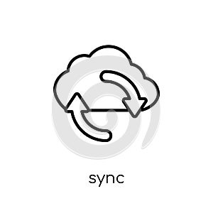 Sync icon. Trendy modern flat linear vector Sync icon on white b