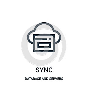 sync icon vector from database and servers collection. Thin line sync outline icon vector illustration