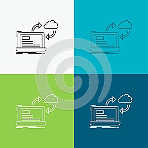 sync, processing, data, dashboard, arrows Icon Over Various Background. Line style design, designed for web and app. Eps 10 vector