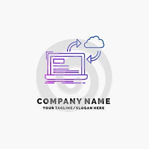 sync, processing, data, dashboard, arrows Purple Business Logo Template. Place for Tagline