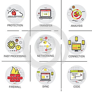 Sync Synchronize Internet Cloud Network Technology Data Protection Icon Set