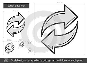 Synch data line icon.