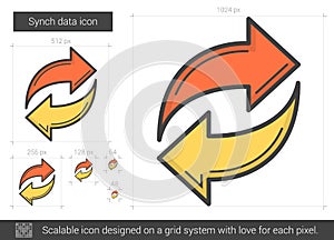 Synch data line icon.