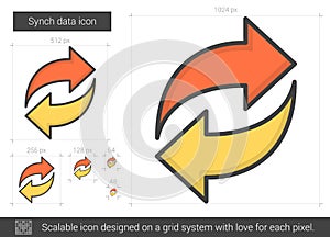 Synch data line icon.