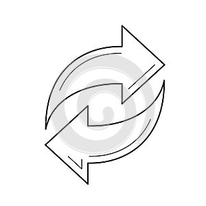 Synch data line icon.