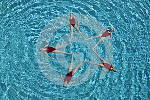 Synchronised Swimmers Forming A Star Shape