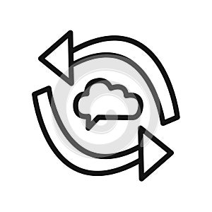 Synchronization icon black and white vector sign