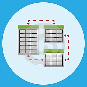 Synchronization and multiplying of server elements . Vector illustration.