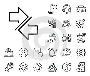 Synchronize arrows line icon. Arrowheads. Salaryman, gender equality and alert bell. Vector