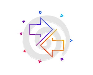 Synchronize arrows line icon. Arrowheads. Vector