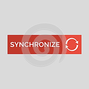 Synchronize flat button on grey background.