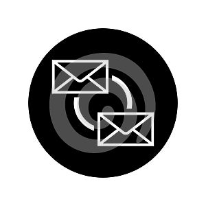 Synchronize icon in black circle Email sync symbol photo