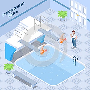 Synchronized Diving Isometric Composition