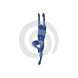 Synchronized Diving vector illustration design. Springboard Platform Diving Silhouette. Sport Athletes design template