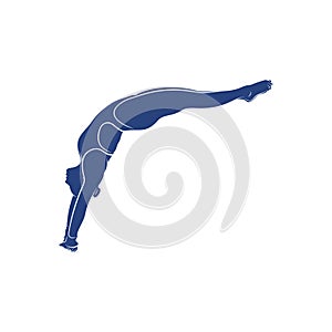 Synchronized Diving vector illustration design. Springboard Platform Diving Silhouette. Sport Athletes design template