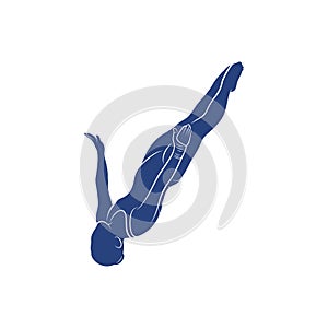 Synchronized Diving vector illustration design. Springboard Platform Diving Silhouette. Sport Athletes design template