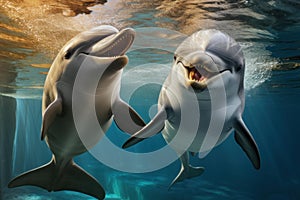 Synchronized Pair loving dolphins. Generate Ai