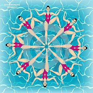 Synchronized swim. Vector